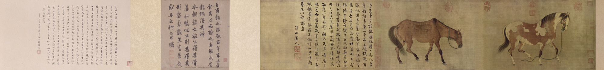 元 任仁发 二马图（全卷）绢本28.8x142.7北京.tif
